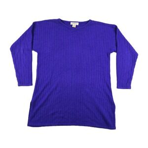 Casual Corner Sweater Vintage Women's Size Small Blue Ribbed Acrylic